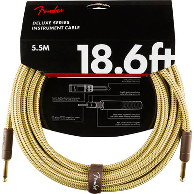 Fender 18.6’ Deluxe Series Instrument Cable, Straight/Straight, Tweed