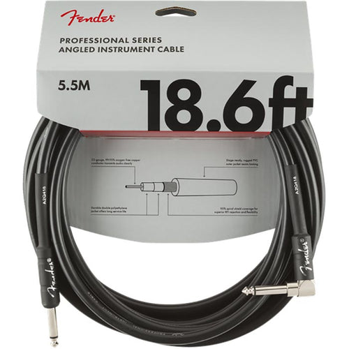 Fender 18.6' Professional Series Instrument Cables - Straight/Angle - Black