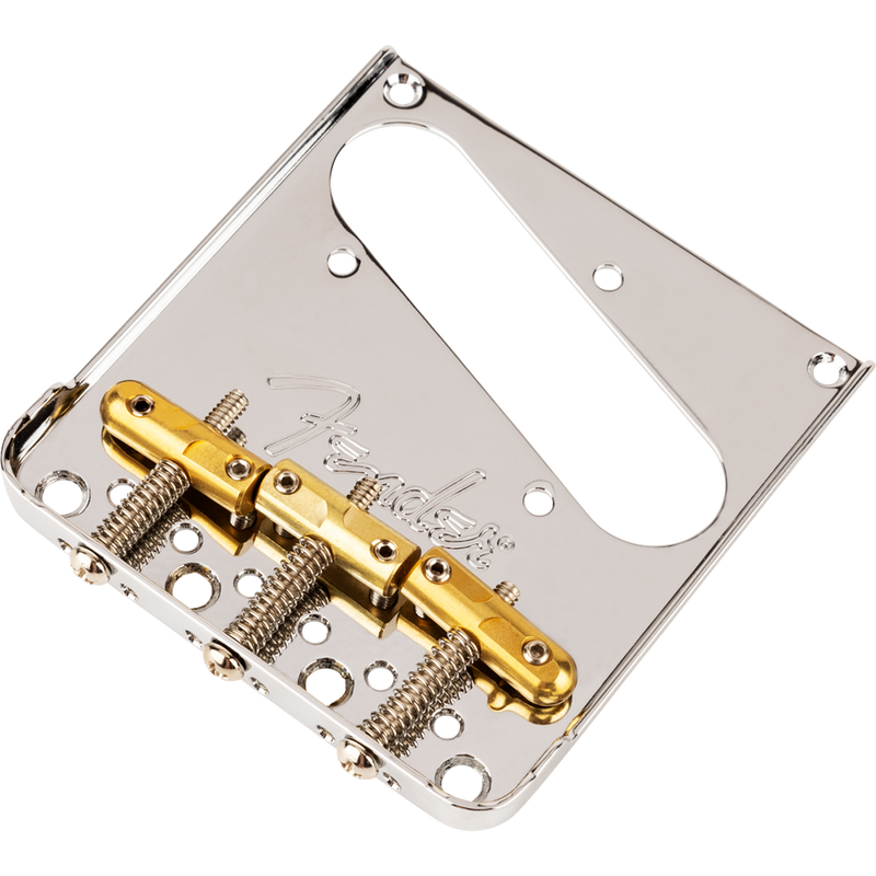 Fender 3-Saddle Top-Load/String-Through Tele Bridge With Compensated Brass Bullet Saddles