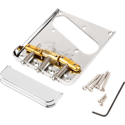 Fender 3-Saddle Top-Load/String-Through Tele Bridge With Compensated Brass Bullet Saddles
