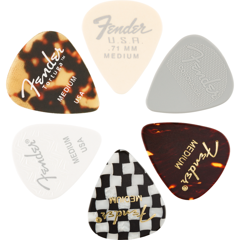Fender 351 Material Medley Picks, Medium 6 Pack