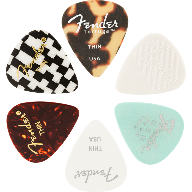 Fender 351 Material Medley Picks, Thin 6 Pack
