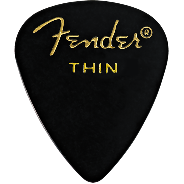 Fender 351 Shape, Black, Thin Guitar Picks 144 Count