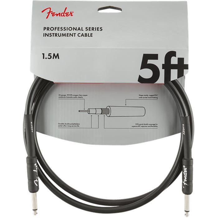 Fender 5' Professional Series Instrument Cables, Straight/Straight, Black