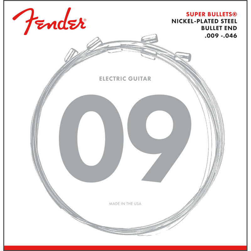 Fender 9-46 Super Bullet Strings, Nickel Plated Steel, Bullet End, 3250LR