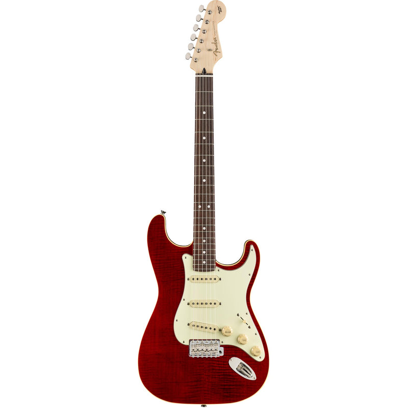 Fender Aerodyne Classic Stratocaster Flame Maple Top Rosewood, Crimson Red Transparent
