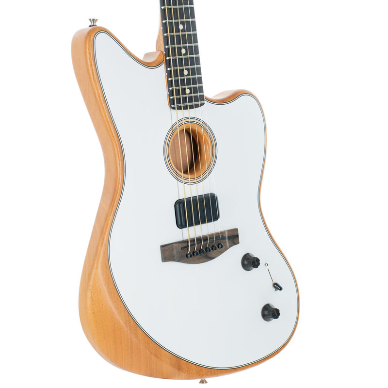 Fender American Acoustasonic Jazzmaster Ebony, Arctic White With Bag