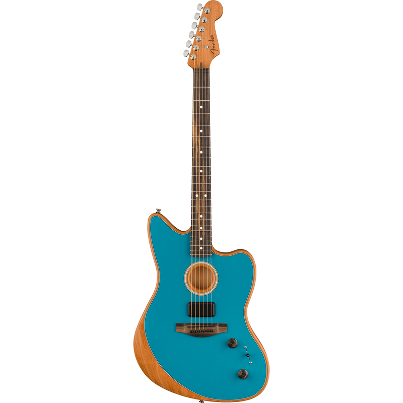 Fender American Acoustasonic Jazzmaster Ebony, Ocean Turquoise With Bag