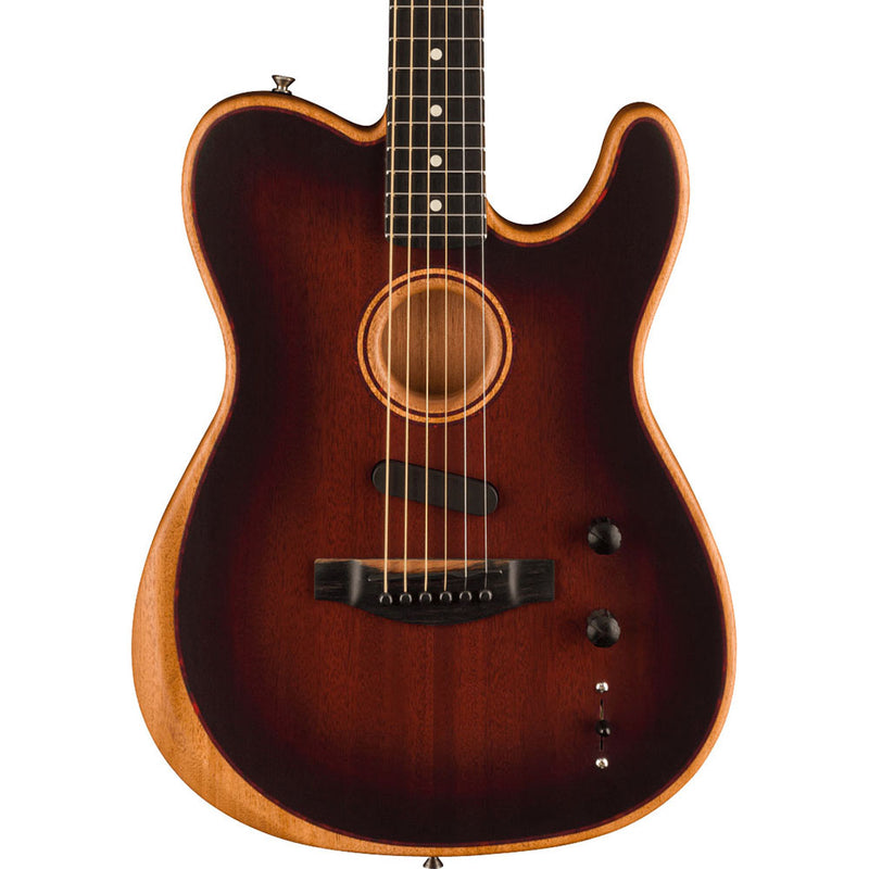 Fender American Acoustasonic Telecaster Acoustic Guitar, All-Mahogany, Ebony, Bourbon Burst