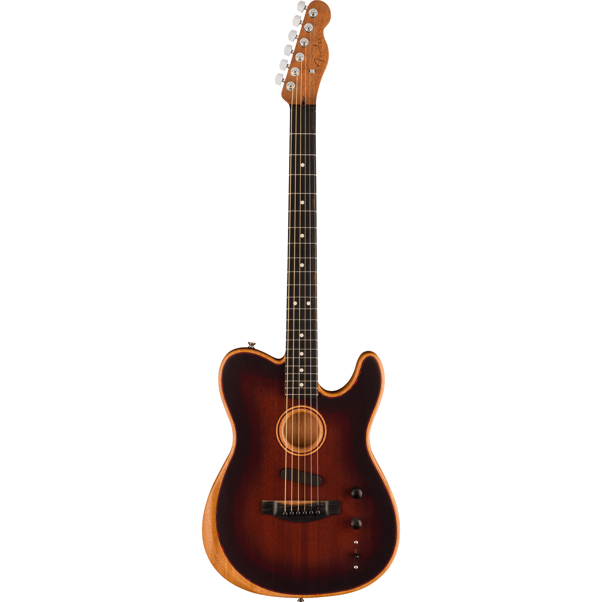 Fender American Acoustasonic Telecaster Acoustic Guitar, All-Mahogany, Ebony, Bourbon Burst