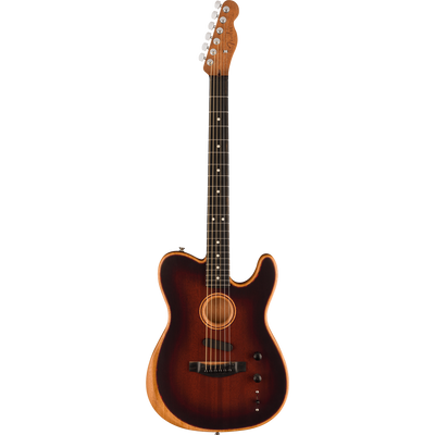 Fender American Acoustasonic Telecaster Acoustic Guitar, All-Mahogany, Ebony, Bourbon Burst