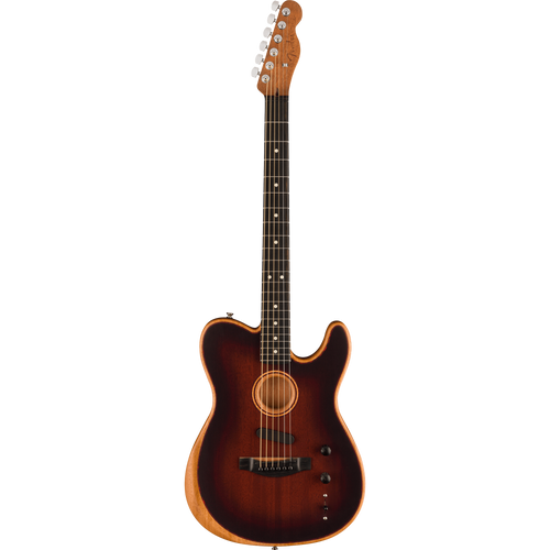 Fender American Acoustasonic Telecaster Acoustic Guitar, All-Mahogany, Ebony, Bourbon Burst