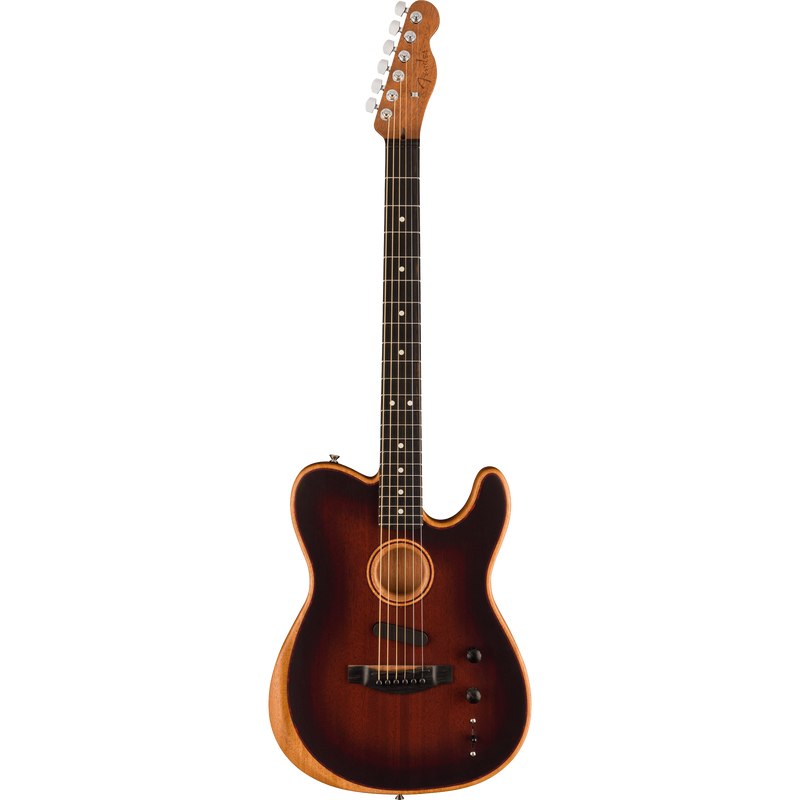 Fender American Acoustasonic Telecaster Acoustic Guitar, All-Mahogany, Ebony, Bourbon Burst