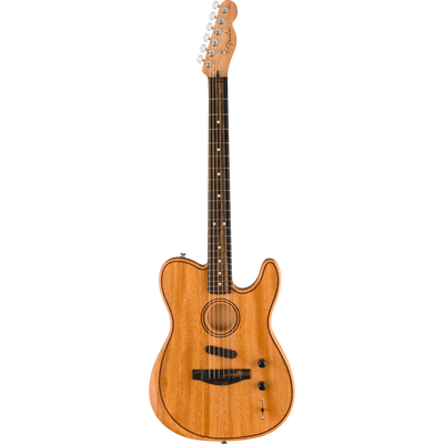 Fender American Acoustasonic Telecaster Acoustic Guitar, All-Mahogany, Ebony, Natural