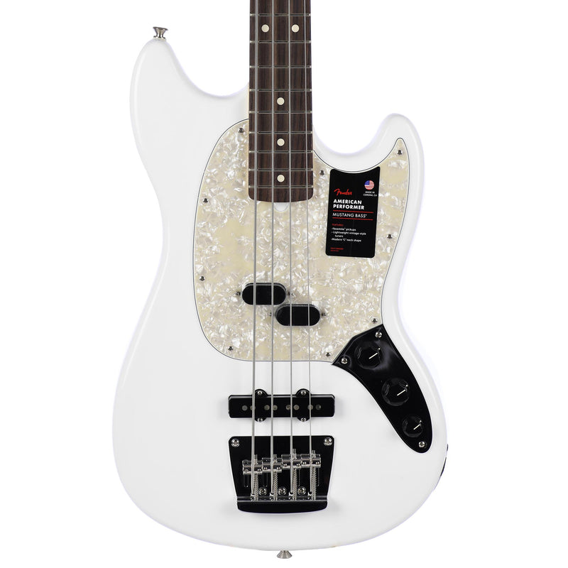 Fender American Performer Mustang Bass Rosewood, Arctic White