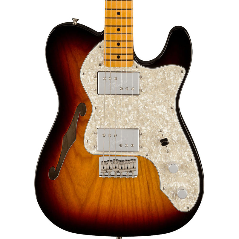 Fender American Vintage II 1972 Telecaster Thinline Electric Guitar, Maple, 3 Color Sunburst