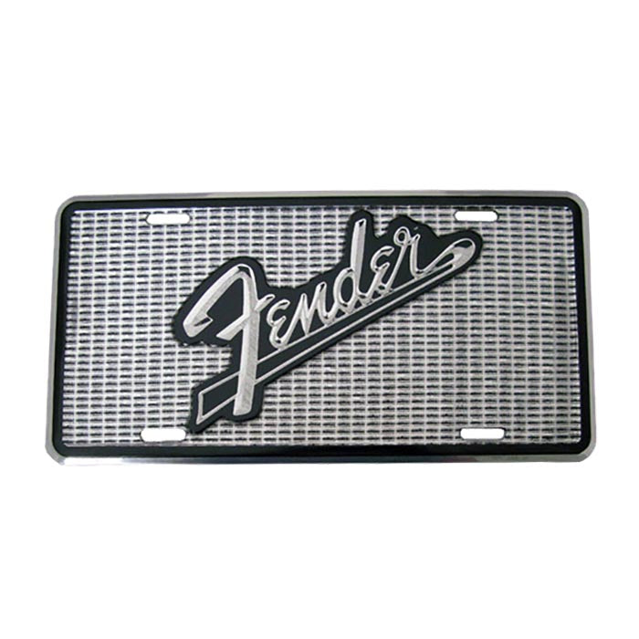Fender Amp Grille License Plate - Black/Silver