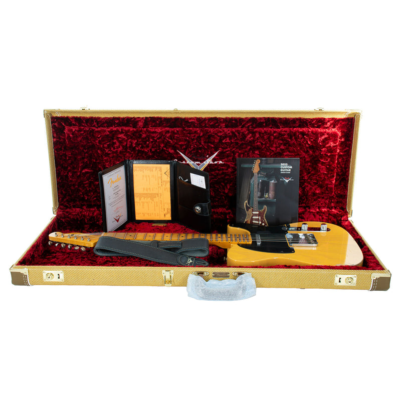 Fender Custom Shop '52 Telecaster Electric Guitar Relic Maple, Butterscotch Blonde