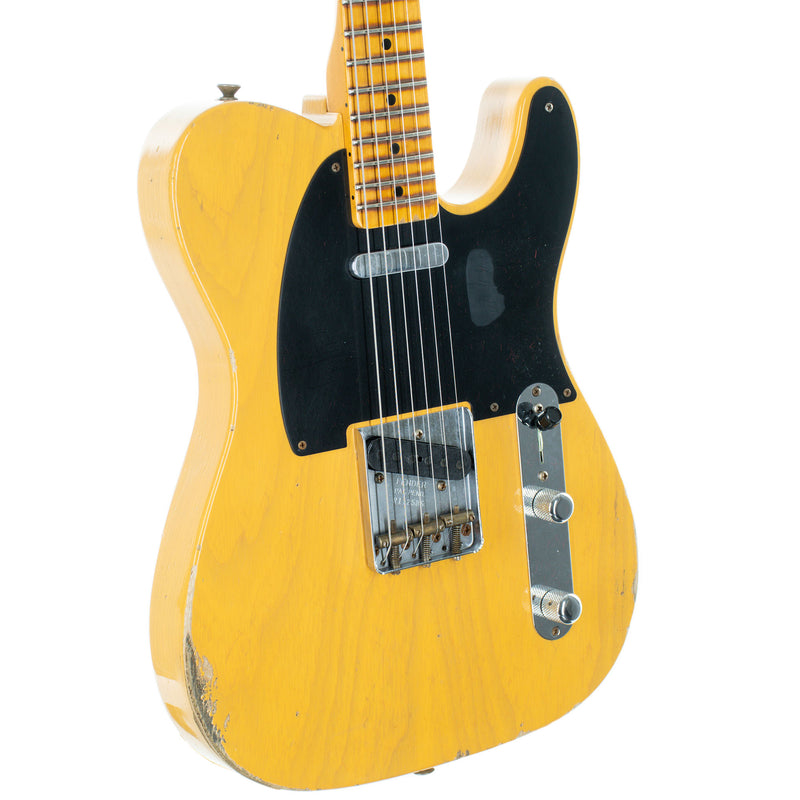 Fender Custom Shop '52 Telecaster Electric Guitar Relic Maple, Butterscotch Blonde