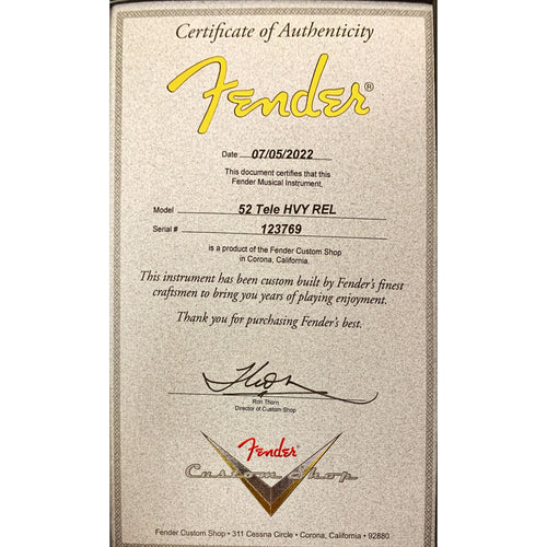 Fender Custom Shop '52 Telecaster, Heavy Relic, Maple, Aged Olympic White XN123769