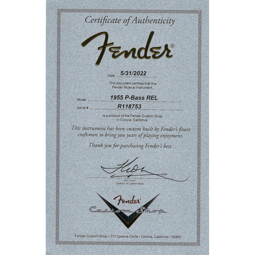 Fender Custom Shop '55 Precision Bass Guitar Maple Relic, Butterscotch Blonde