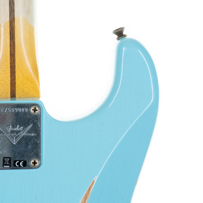 Fender Custom Shop '57 Stratocaster Electric Guitar Relic, Faded Aged Daphne Blue