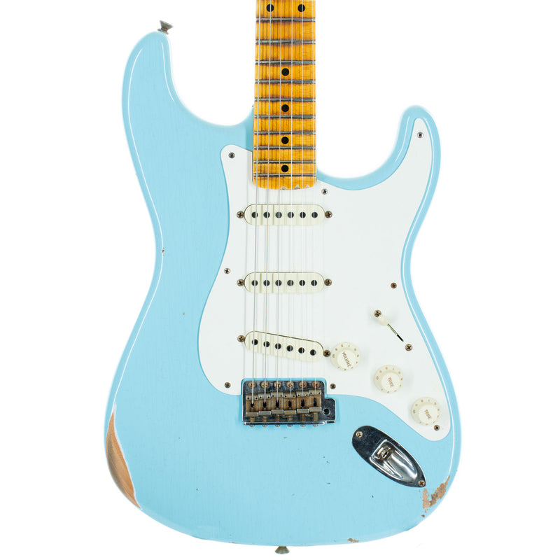 Fender Custom Shop '57 Stratocaster Electric Guitar Relic, Faded Aged Daphne Blue