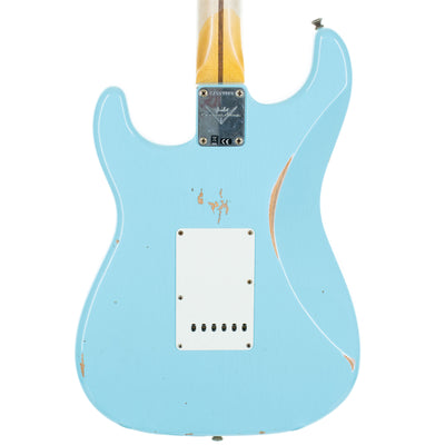 Fender Custom Shop '57 Stratocaster Electric Guitar Relic, Faded Aged Daphne Blue