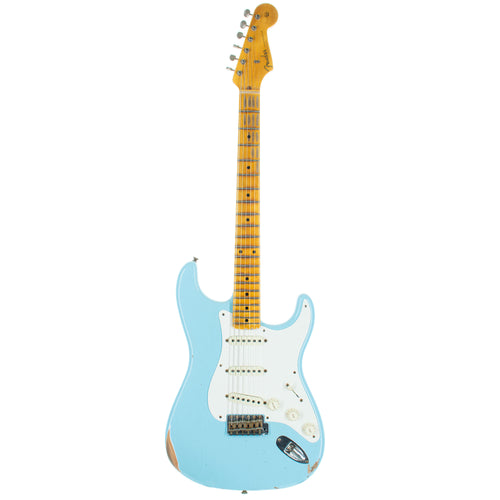 Fender Custom Shop '57 Stratocaster Electric Guitar Relic, Faded Aged Daphne Blue