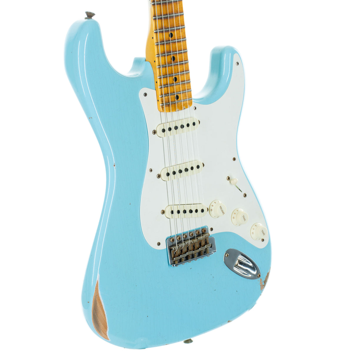 Fender Custom Shop '57 Stratocaster Electric Guitar Relic, Faded Aged Daphne Blue