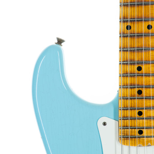 Fender Custom Shop '57 Stratocaster Electric Guitar Relic, Faded Aged Daphne Blue