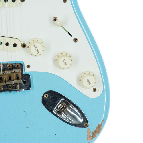 Fender Custom Shop '57 Stratocaster Electric Guitar Relic, Faded Aged Daphne Blue