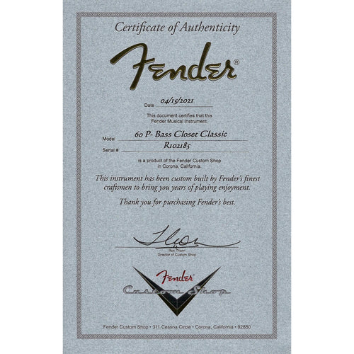 Fender Custom Shop '60 Precision Bass Closet Classic Maple, British Racing Green