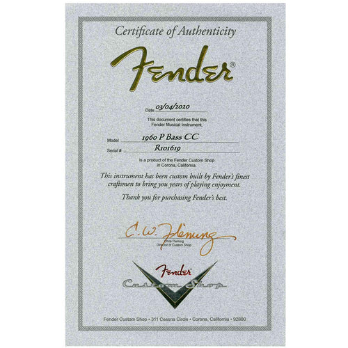 Fender Custom Shop '60 Precision Bass Closet Classic Maple Neck, Charcoal Frost Metallic