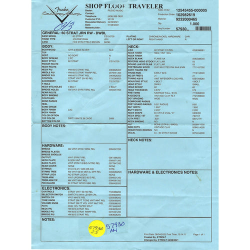 2022 Fender Custom Shop '60 Stratocaster Electric Guitar, Rosewood, Journeyman Relic, Dirty Vintage Blonde