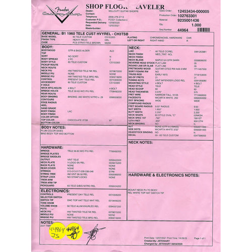 Fender Custom Shop '60 Telecaster Custom Electric Guitar Heavy Relic, Chocolate 3-Color Sunburst