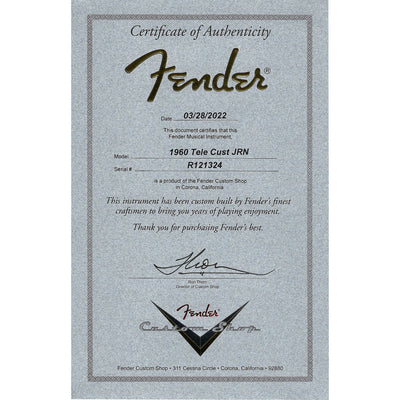 Fender Custom Shop '60 Telecaster Custom Journeyman, Ebony Painted Headcap Black