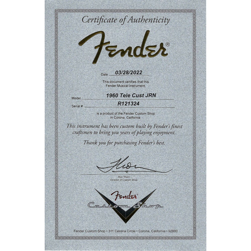 Fender Custom Shop '60 Telecaster Custom Journeyman, Ebony Painted Headcap Black