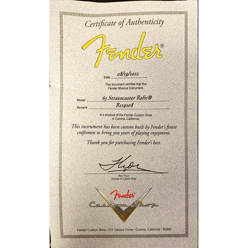 Fender Custom Shop '63 Stratocaster Hardtail Heavy Relic, Rosewood, Aged Olympic White