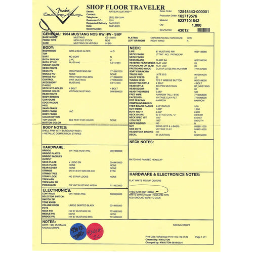 Fender Custom Shop '64 Mustang NOS, Rosewood, Shell Pink