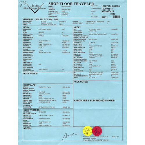 Fender Custom Shop '67 Telecaster Closet Classic Maple, Daphne Blue