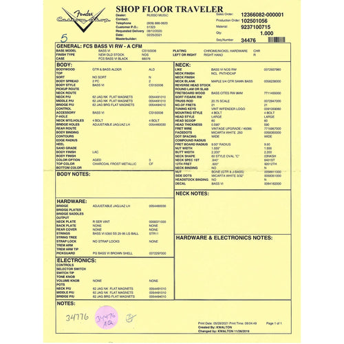 Fender Custom Shop Bass VI Rosewood, Aged Charcoal Frost Metallic