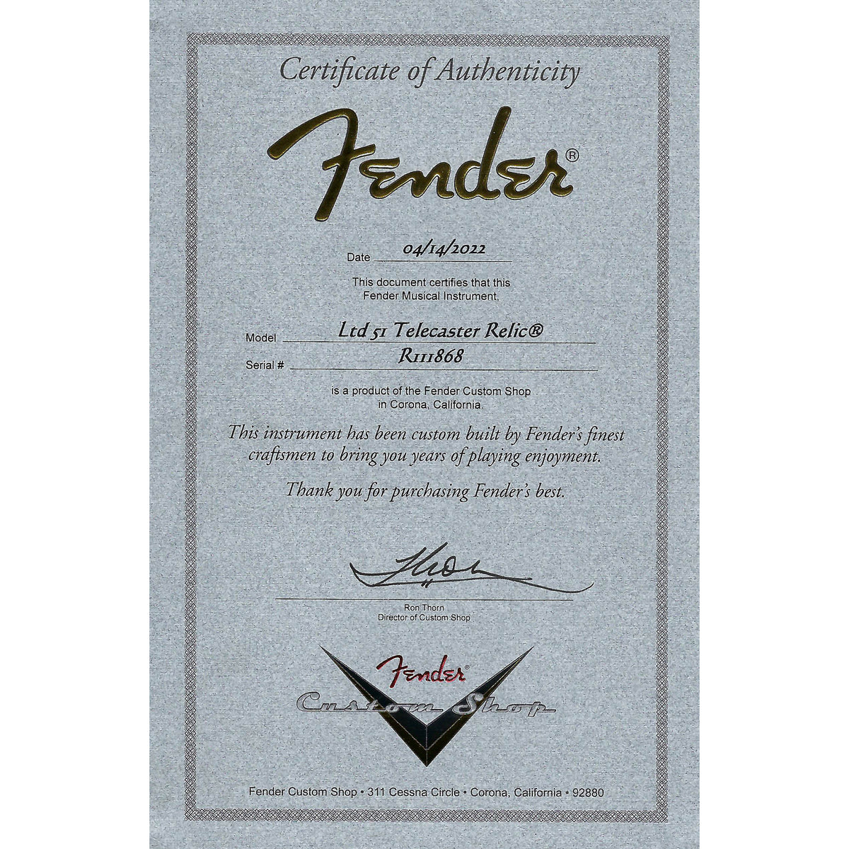Fender Custom Shop Limited Edition '51 Telecaster Relic Maple, Aged Nocaster Blonde