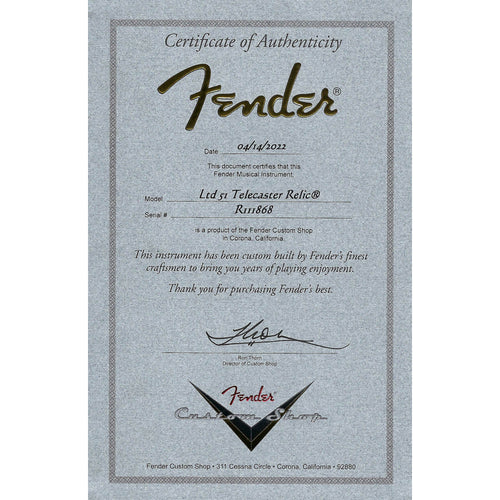 Fender Custom Shop Limited Edition '51 Telecaster Relic Maple, Aged Nocaster Blonde