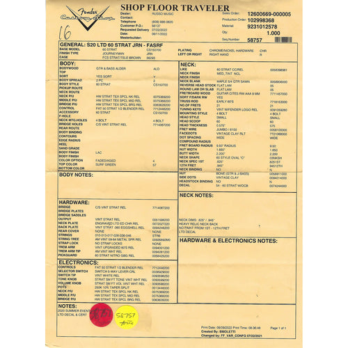 Fender Custom Shop Limited Edition '60 Stratocaster Electric Guitar, Journeyman Relic, Faded Aged Surf Green