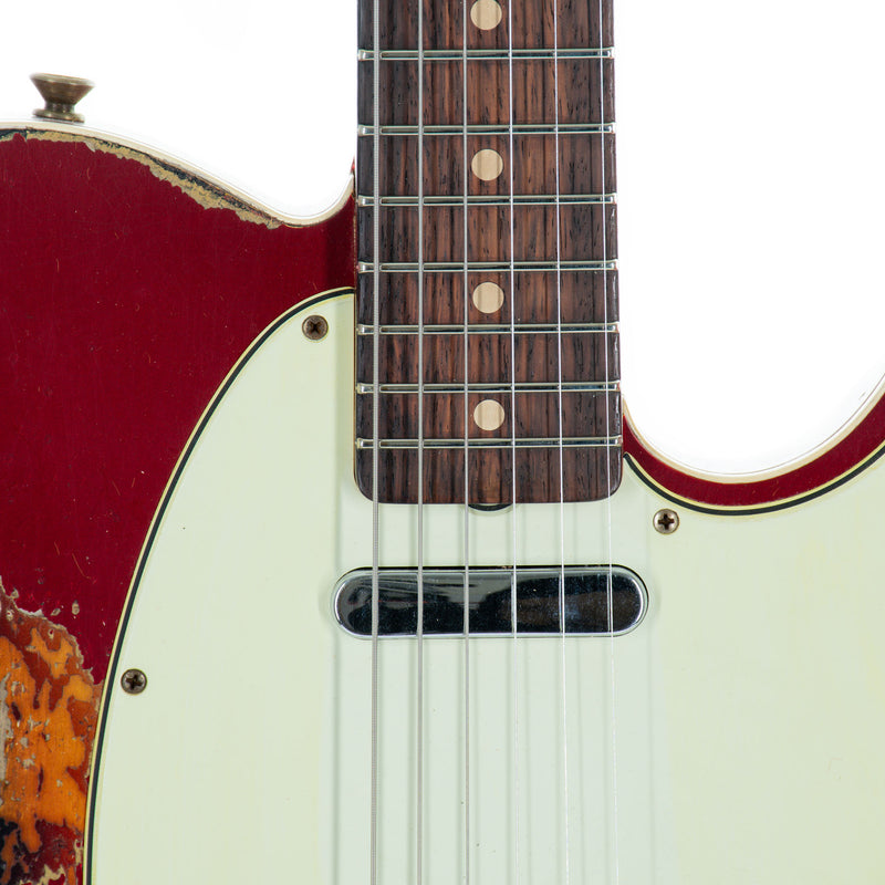 Fender Custom Shop Limited Edition '60 Telecaster Custom Electric Guitar, Heavy Relic, Aged Candy Apple Red Over 3-Color Sunburst