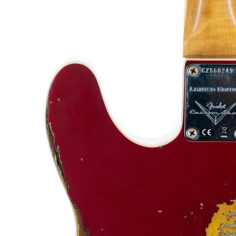Fender Custom Shop Limited Edition '60 Telecaster Custom Electric Guitar, Heavy Relic, Aged Candy Apple Red Over 3-Color Sunburst
