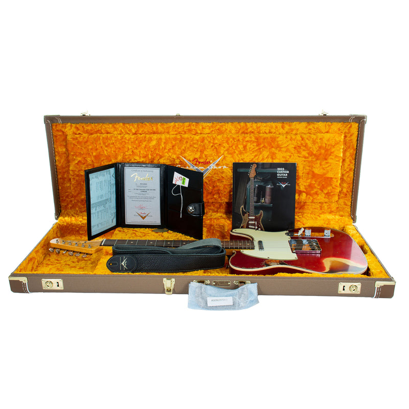 Fender Custom Shop Limited Edition '60 Telecaster Custom Electric Guitar, Heavy Relic, Aged Candy Apple Red Over 3-Color Sunburst