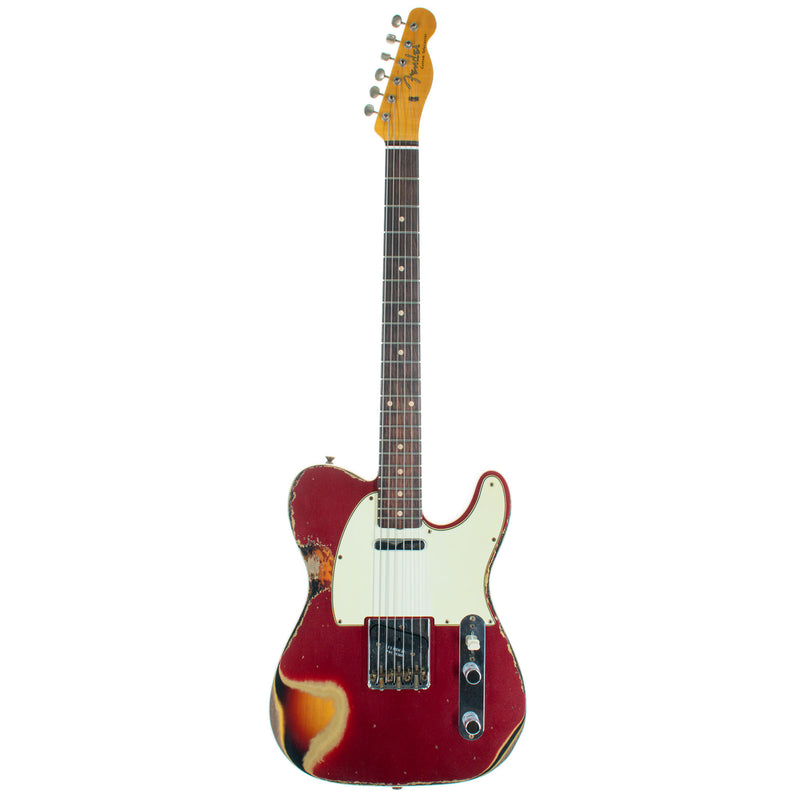 Fender Custom Shop Limited Edition '60 Telecaster Custom Electric Guitar, Heavy Relic, Aged Candy Apple Red Over 3-Color Sunburst