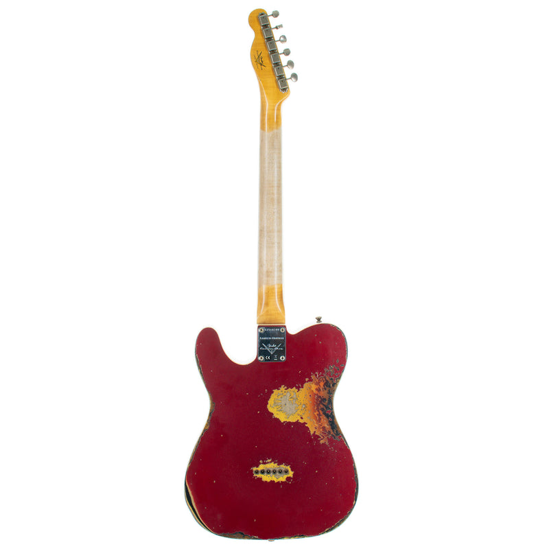 Fender Custom Shop Limited Edition '60 Telecaster Custom Electric Guitar, Heavy Relic, Aged Candy Apple Red Over 3-Color Sunburst